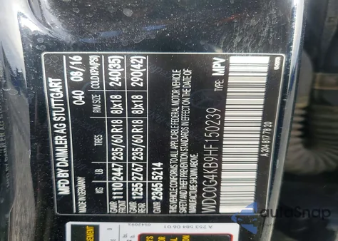 2017 Mercedes-Benz Glc 300 4Matic из США, поврежденный, VIN WDC0G4KB9HF150239